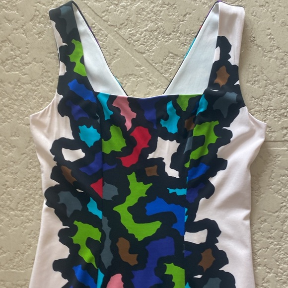 Joseph RibbKoff White with Puzzle Piece Midi Dress size 6 - Picture 5 of 12